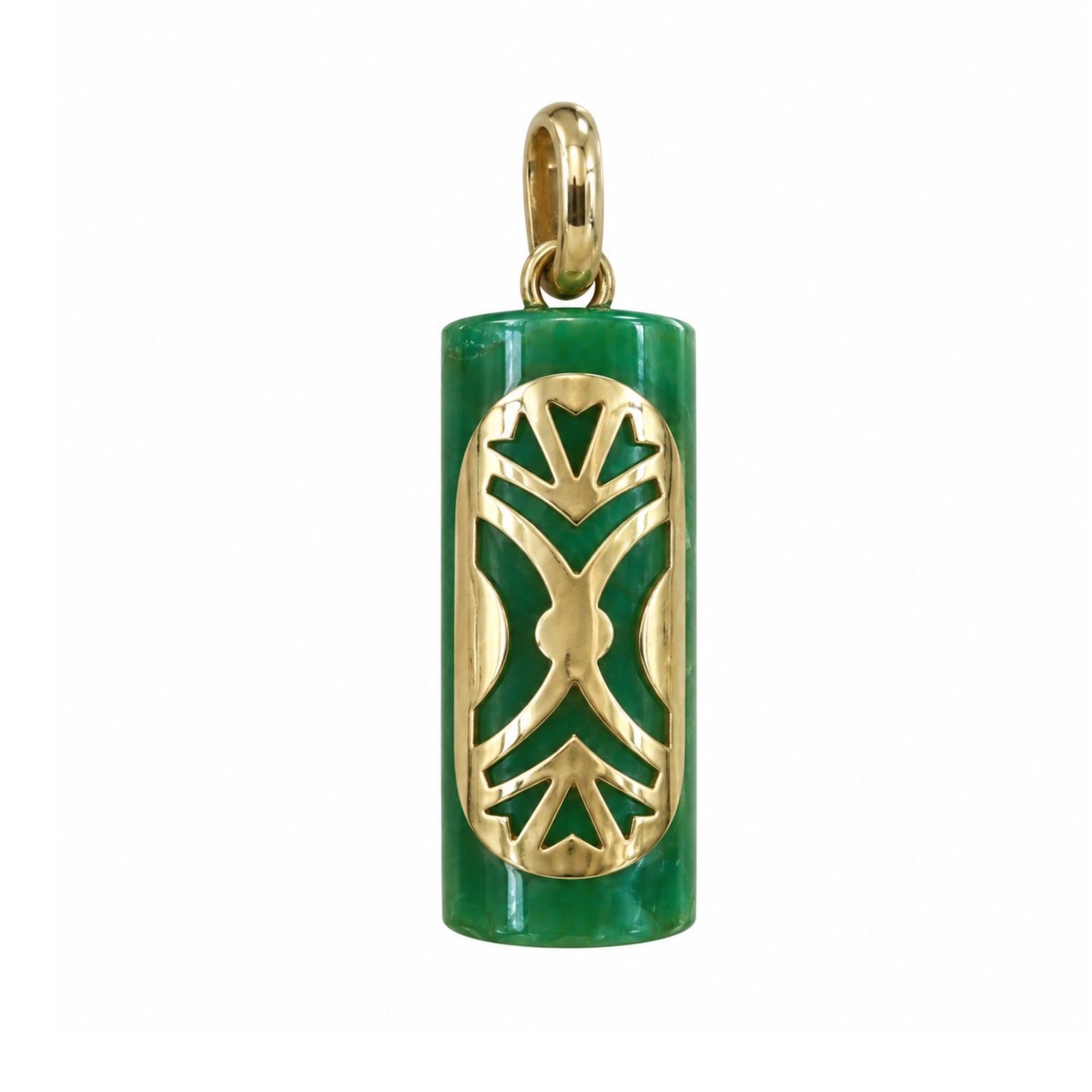 Dance Shield chrysoprase gold pendant